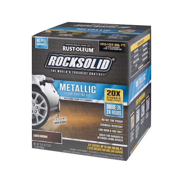 Rocksolid RustOleum HighGloss Earth Brown Garage Floor Coating Kit 70 oz 286895 Zoro